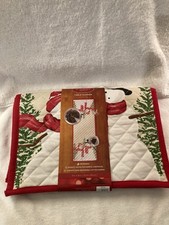 St. Nicholas Square Yuletide Quilted Runner Snowmen Size 13 x 36 New w/ Tags