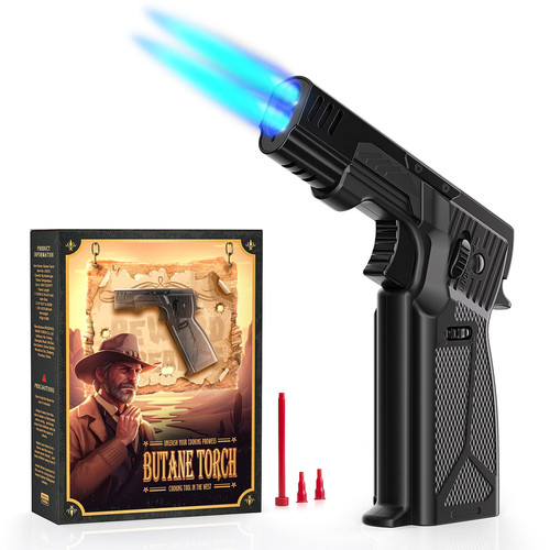 Butane Torch Lighter , Double Fire Refillable Cooking Torch with Adjustable F...