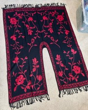 "Manta poncho mantón jacquard cachemir rojo negro talla única Ruana Wrap para mujer 64x50"""