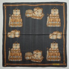BURBERRYS Jacquard Black Plad Cotton Mini Scarf Pocket Square 19.5" X 19.5" R533