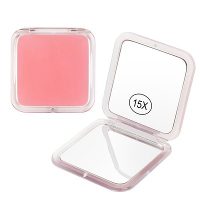 YoHumk 15x Magnifying Compact Mirror for Purses and 3.3''L x 3.3''W, Pink 