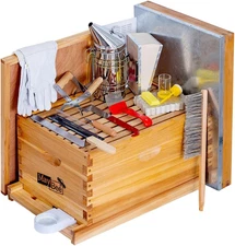 Maybee 10-Frame Beehive Starter Kit, Bee Hive Kit Dipped in 100% Beeswax, Bee Hi