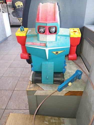 Ideal Vintage Remote Control Toy Robot Colorful Blue Red Yellow Features