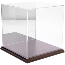 Plymor Acrylic Display Case with Hardwood Base Mirror Back , 8" x 8" x 8"