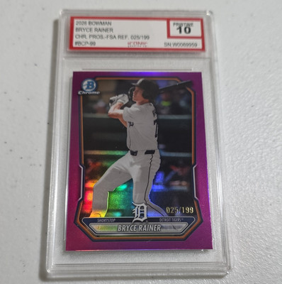 Bowman 2026 Bowman Chrome Prospects Bryce Rainer BCP-99 025/199 ICONIC 10 Tigers