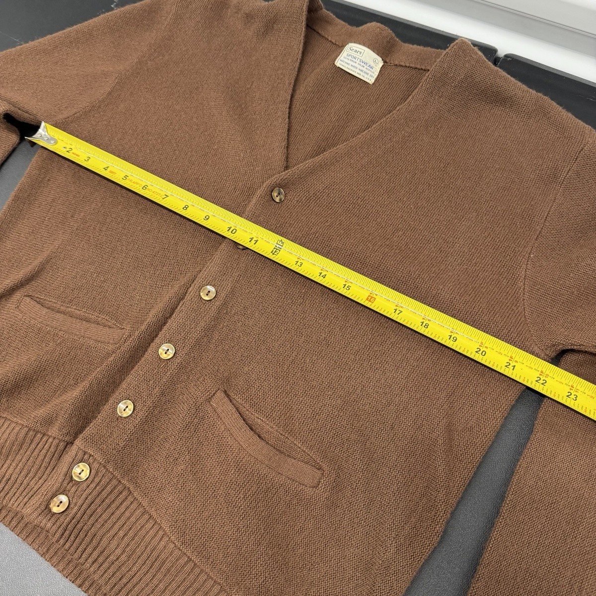 VINTAGE 60s 70s Sears Sportswear Cardigan Sweater Large Orange