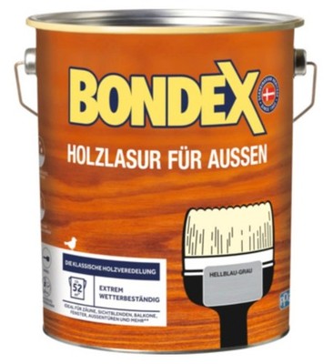 Bondex Holzlasur für Aussen hellblau grau 4,8L Holzschutzlasur Holz Lasur