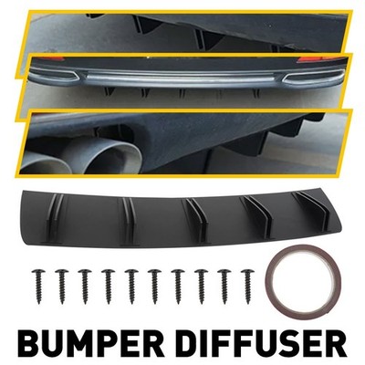 Rear Lip Universal Bumper Diffuser Fin Splitter Shark Wing 5 Spoiler Fins Black