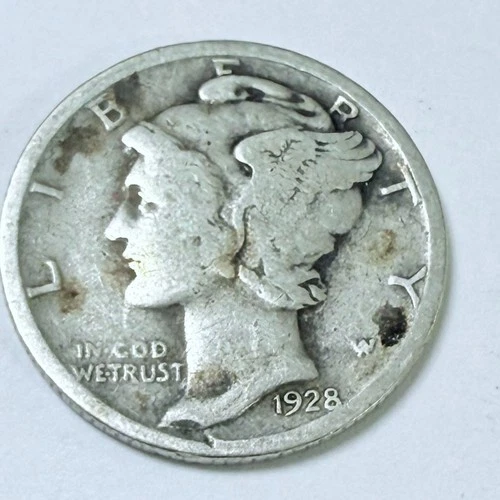 1928 Mercury Dime ~ VERY GOOD DETAILS~ 90% Silver #4601