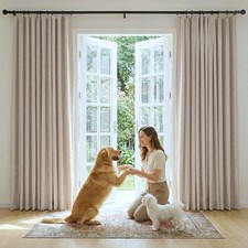 PONY DANCE Beige Linen Blackout 52"W x 84"L Pack of 2 , Natural