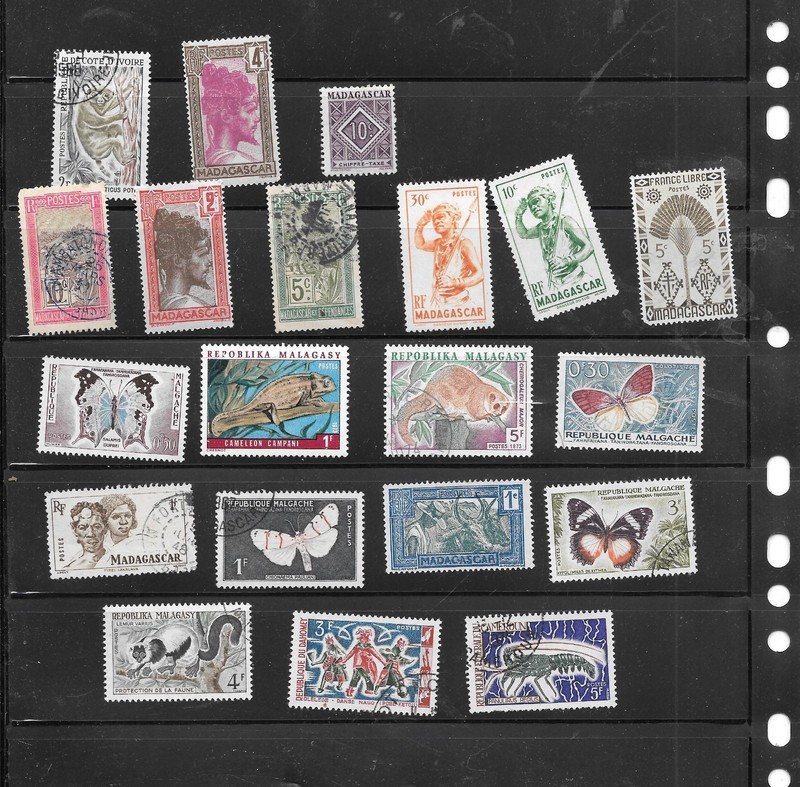 MADAGASCAR 20 DIFFERENT MINT USED OLD STAMP COLLECTION LOT PACKET SET