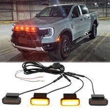 4x Raptor Style Amber Led Front Grille Running Light Smoked Lens For Ford Ranger