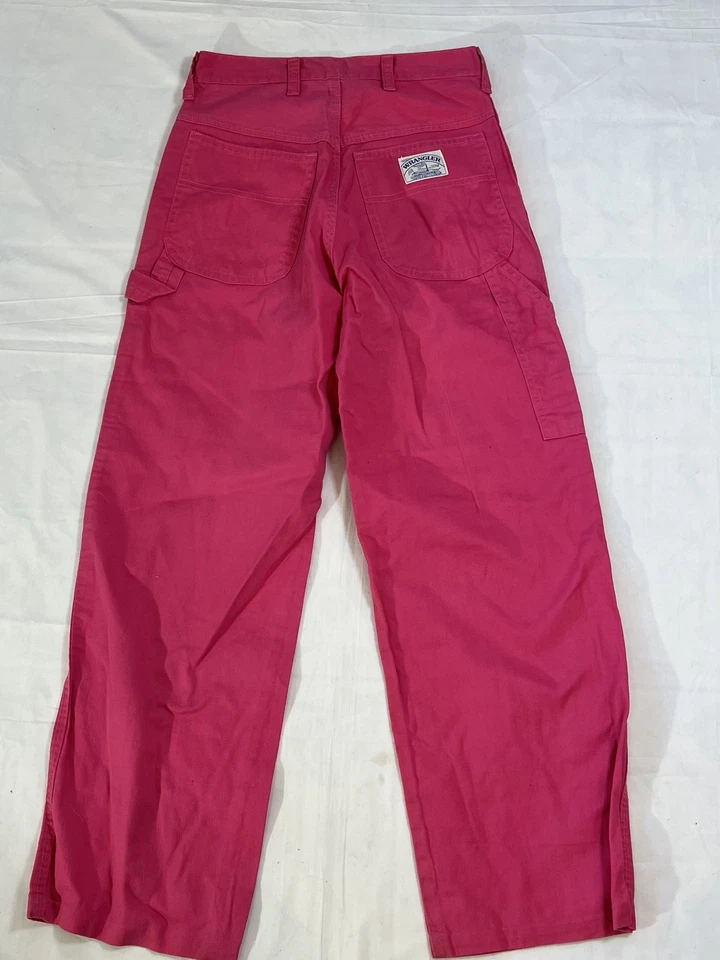 Pantalones Wrangler Vintage Mujer Junior 7 Rosa Carpintero Ropa de Trabajo Hecho en EE. UU. Años 90 Foto 2 de 4