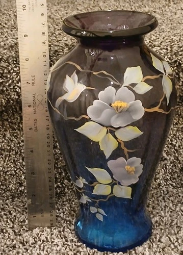 VTG SIGNED LIMITED EDTION FENTON HANDPAINTED VASE HUMMINGBIRD