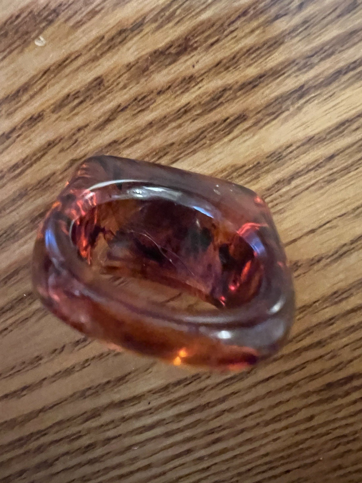 Large Solid Carved Polished Amber Band Ring Size 8 - image 9