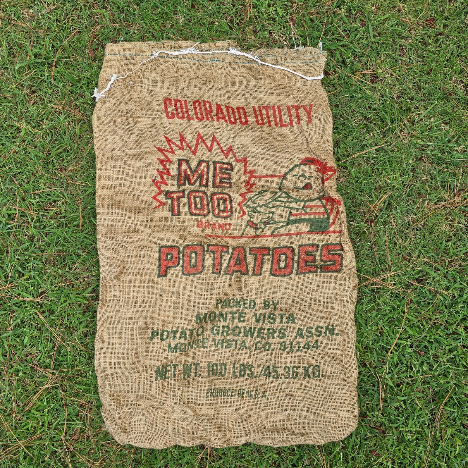 Lot of 6 Vintage 100 lb Burlap Potato Sacks – CO, TX & MN Produce Bags