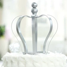 SILVER 9" tall Metal Crown Cake Topper Cupcake Centerpiece Light Gray Events