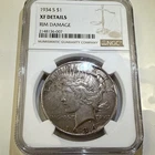 1934 S Peace Dollar XF Details (Rim) KEY DATE! NGC Graded Nice original coin!