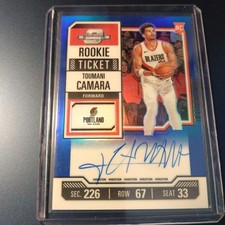 2023-24 Panini Contenders Toumani Camara Blue Rookie Ticket Auto /49 RC Blazers