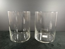 Cylinder Hurricane Candle Holder Clear Glass Vase Centerpiece 8"H x 6"W Lot of 2
