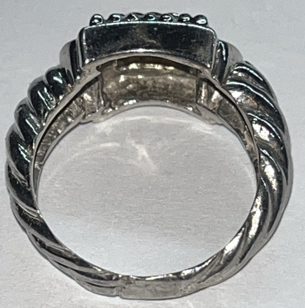 Sterling Silver Ring w Solid 14K Gold Center Rope… - image 5