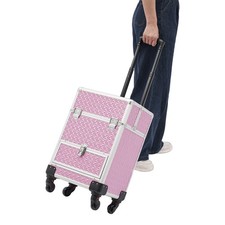 Rolling Makeup Train Case Professional Cosmetic Trolley Makeup Storage Organizer