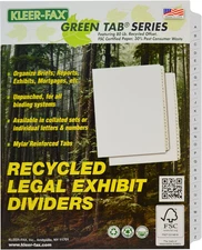Kleer-Fax Letter-Size Index Dividers, Collated Lettered Sets, Side Tab, 1/26Th
