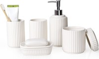 Badezimmer-Accessoire-Set 5-Teilig Keramik Seifenspender Seifenschale Weiß