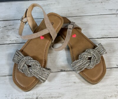 Steve Madden Kids Girl's Flat Sandals Rhinestone Knot Buckle Closure Size 2