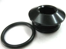 16 an slim line profile milled lightwght o ring boss port plug Polish black Alum