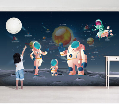 3D Astronaut Planet ZHUA8140 Wallpaper Wall Murals Removable Self-adhesive Amy