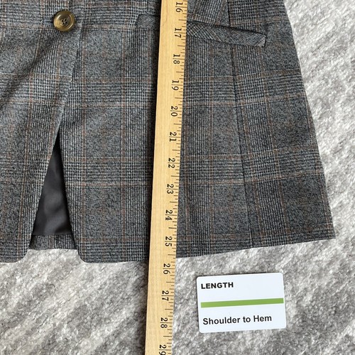 Forever 21 2-Button Blazer Women Size M Gray Pockets Checkered - Picture 12 of 14