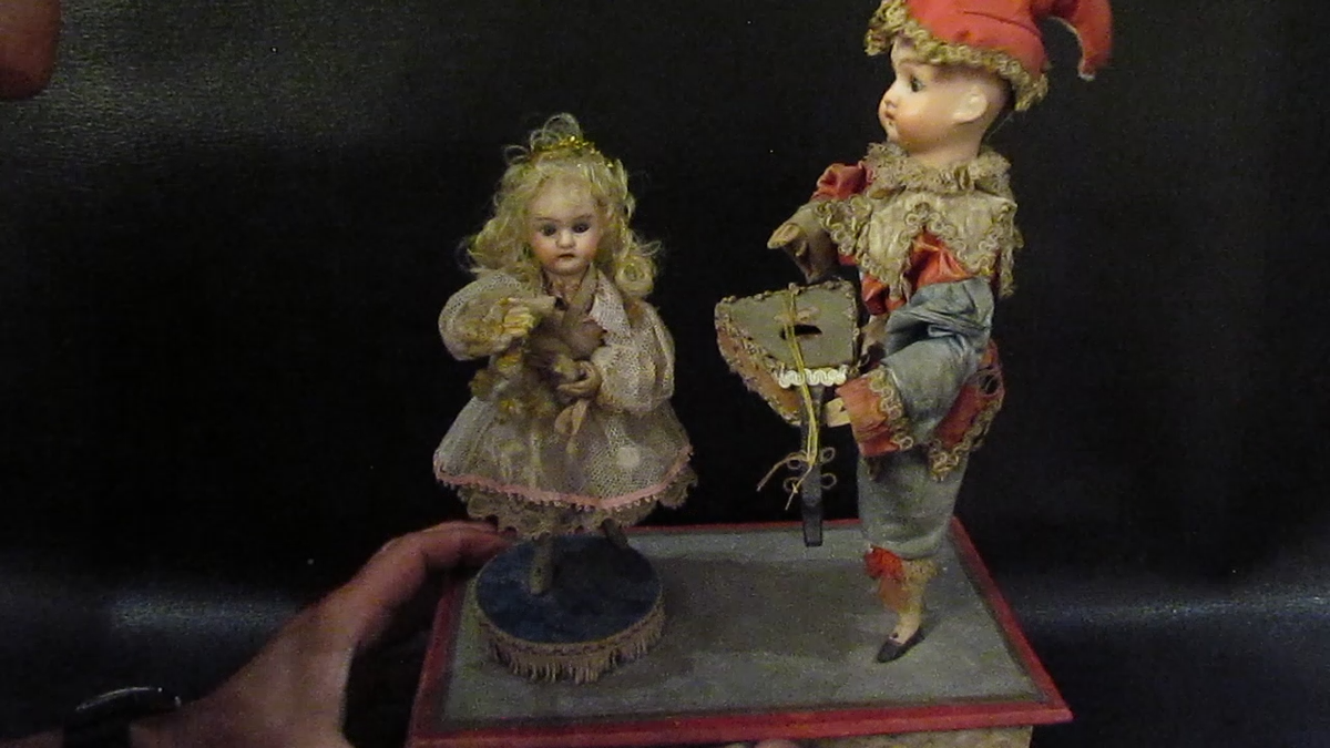 Steiner Antique Mechanical Automaton Bisque Doll Music Box Steiner Antique Mechanical Automaton Bisque Doll Music Box