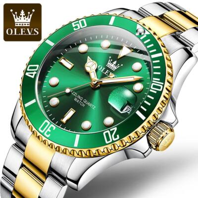 OLEVS Design Herren Armbanduhr Trend Leucht Stahl Quarz Wasserdicht 5885GN