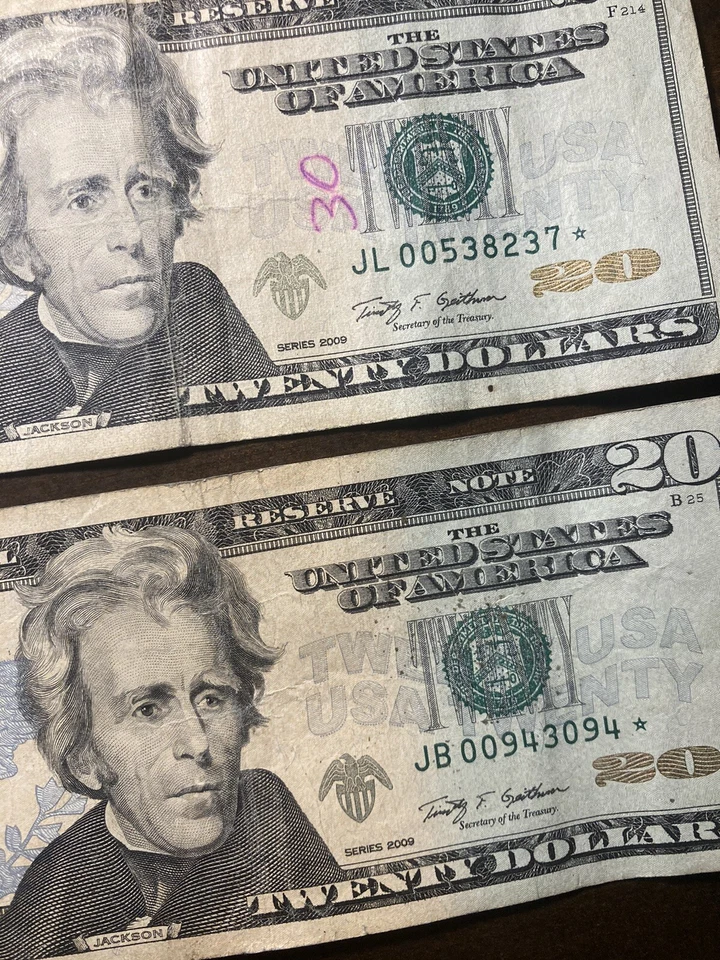 20 dollar bill star note 2017a Rare 🔥💥✨$20 Bill Star Note Lot Of 7 ~ 2009/2017 - Image 3 of 4