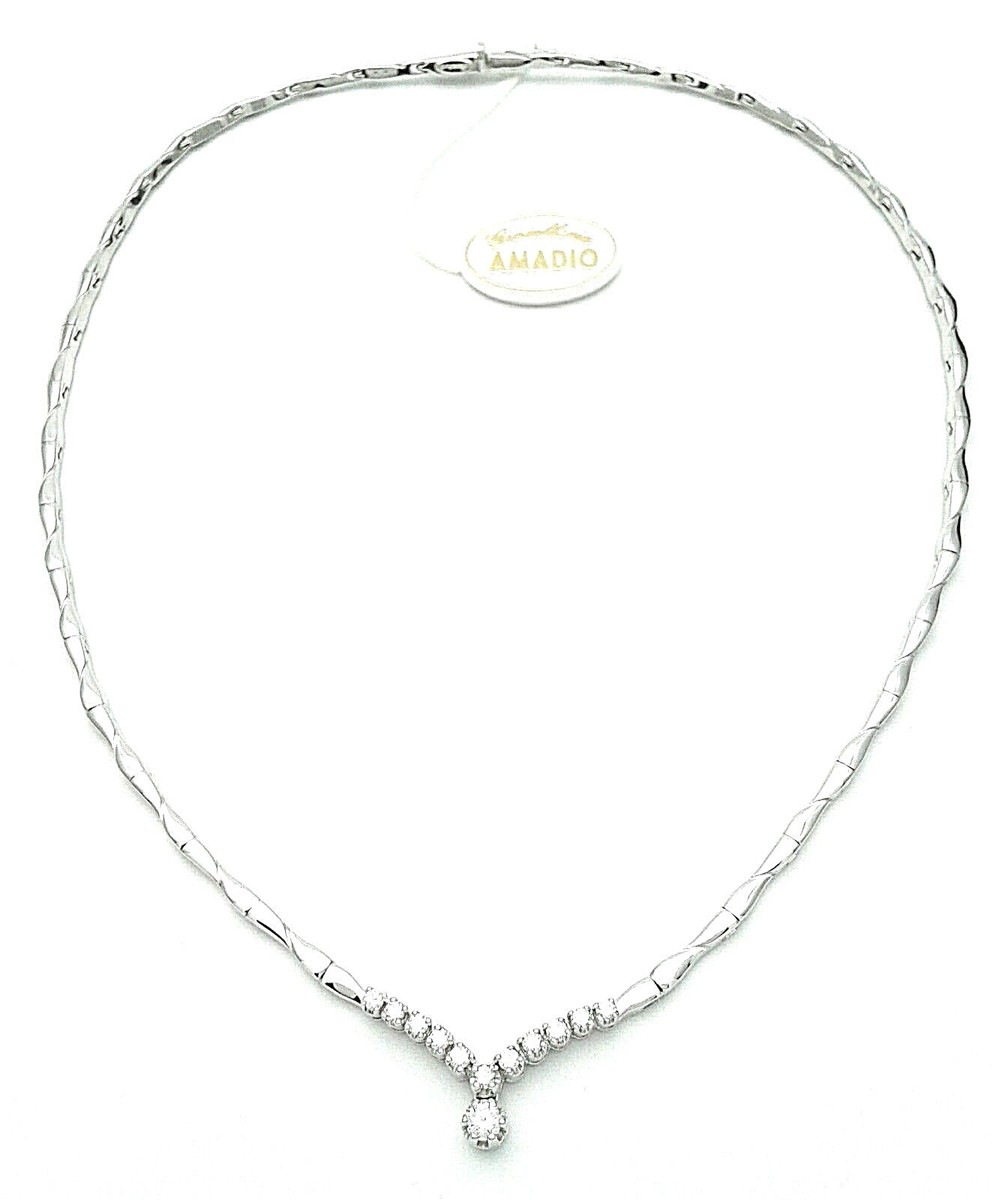 EDELIND Catenina Donna In Oro Bianco 585 (14kt) – Modello Ancora Diamantata 1,3mm – Lunghezza 45cm – Made In Germany