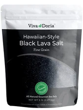 Viva Doria Hawaiian Black Lava Sea Salt, Fine Grain, 5 Lb.