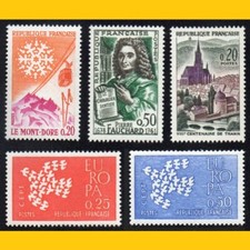 5 TIMBRES POSTE FRANCE 1961 - N° 1306 A 1310 - NEUFS **