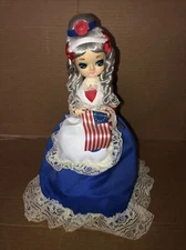 Vintage Bradley big eye doll Betsy Ross USA  American Flag 1970s Artmark