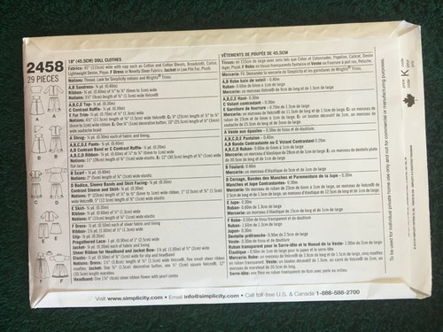 Simplicity Doll Patterns ~ All Patterns are Size 18 * ~ * ~ * ~ * ~ Listing 1478 - Picture 81 of 113