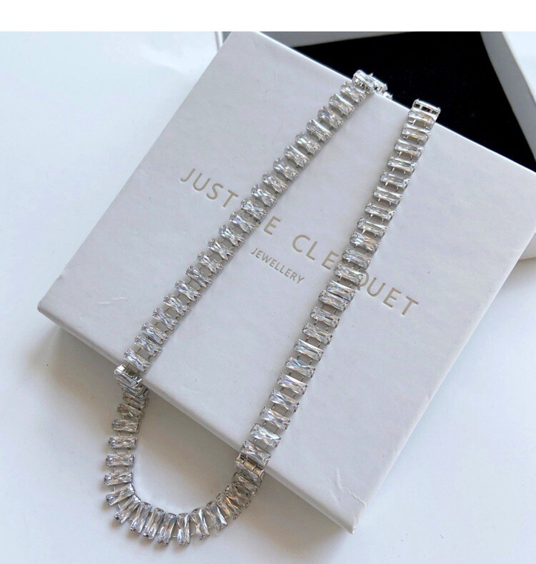 Justine Clenquet Necklace Rhinestone Choker Pendant Brass Plated