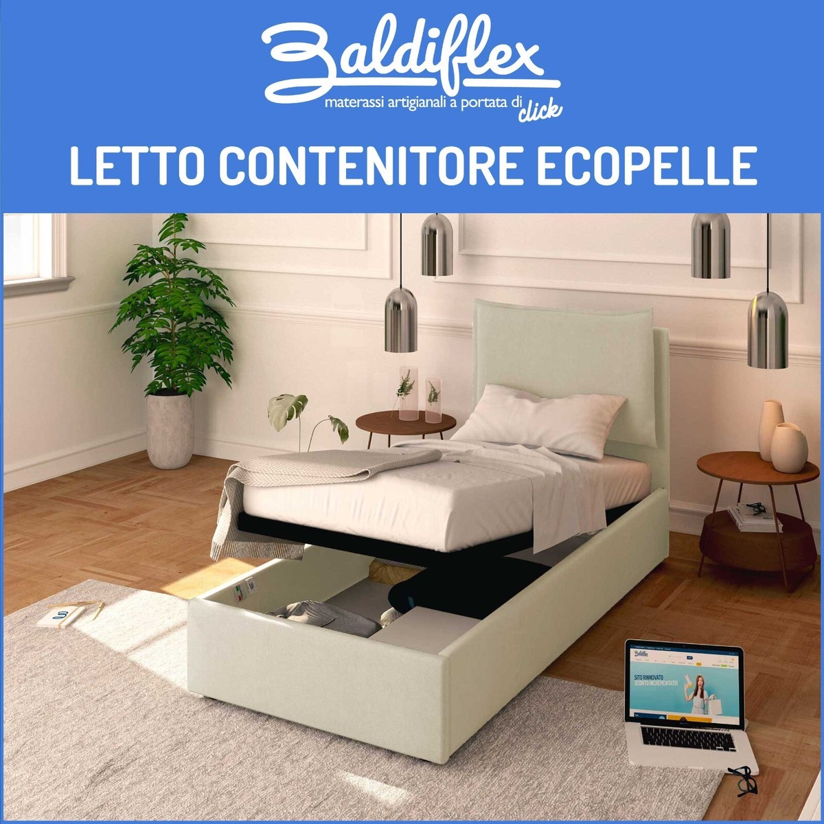 Baldiflex Letto Letto Singolo Ecopelle Con Contenitore LETTO