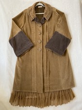 Nataya Women’s Romantic Victorian 1920’s Velvet Coat Ruffle Bottom Beige Sz 1x