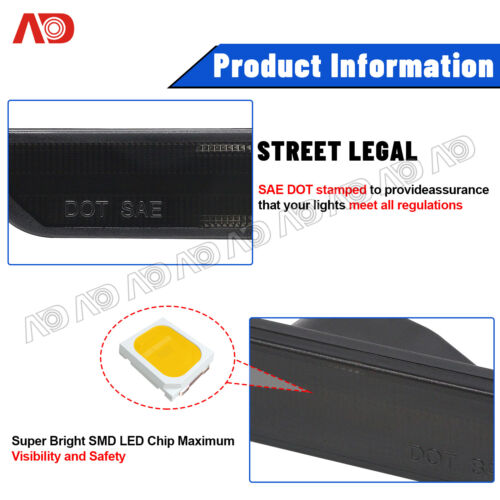 Smoked LED Side Marker Light For Chevy Camaro 2010-2015 Amber Red Front Rear 4x - Picture 9 of 12