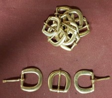 Leather Hardware - LOT 12 SOLID BRASS 5 Heel Bar Buckles - Size 3/4"
