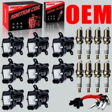 Brand Ignition Coil & Spark Plugs & Wires For Chevy Silverado GMC 4.8L 5.3L 6.0L