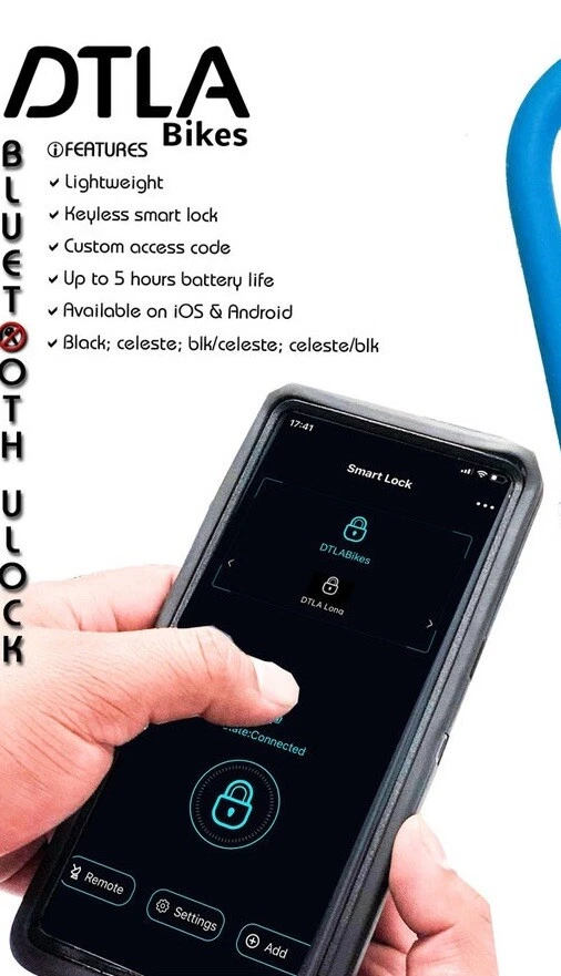 DTLA Bluetooth Keyless Full Size Smart Bike U-Lock Blue “8.5 X 4.5” Brand New - Image 4 of 4