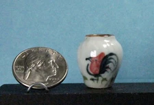 Tiny dollhouse vase white glaze/rooster  ceramic  1"H  1:12 Bright Delights