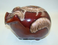 Hull Pottery Brown Drip Corky Pig Piggy Bank