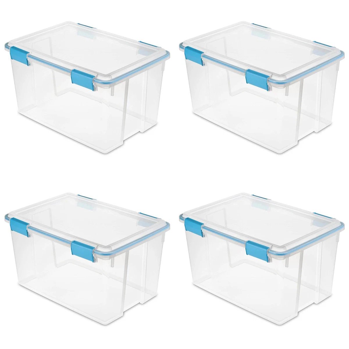 Sterilite 32 Quart Gasket Box with Clear Base and Lid (4 Pack)